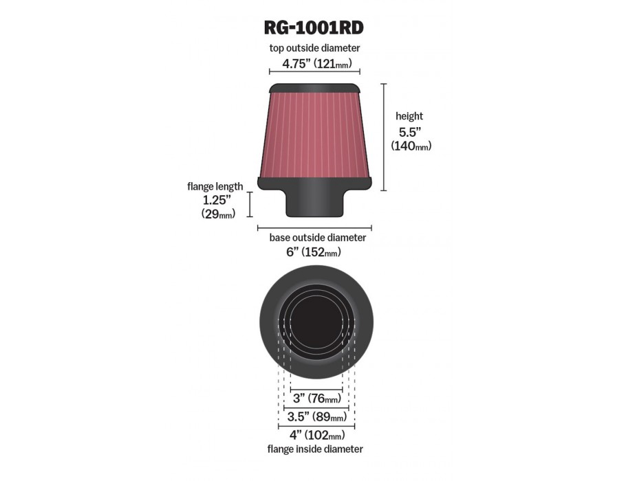 K&N Universal Filter RG-1001RD