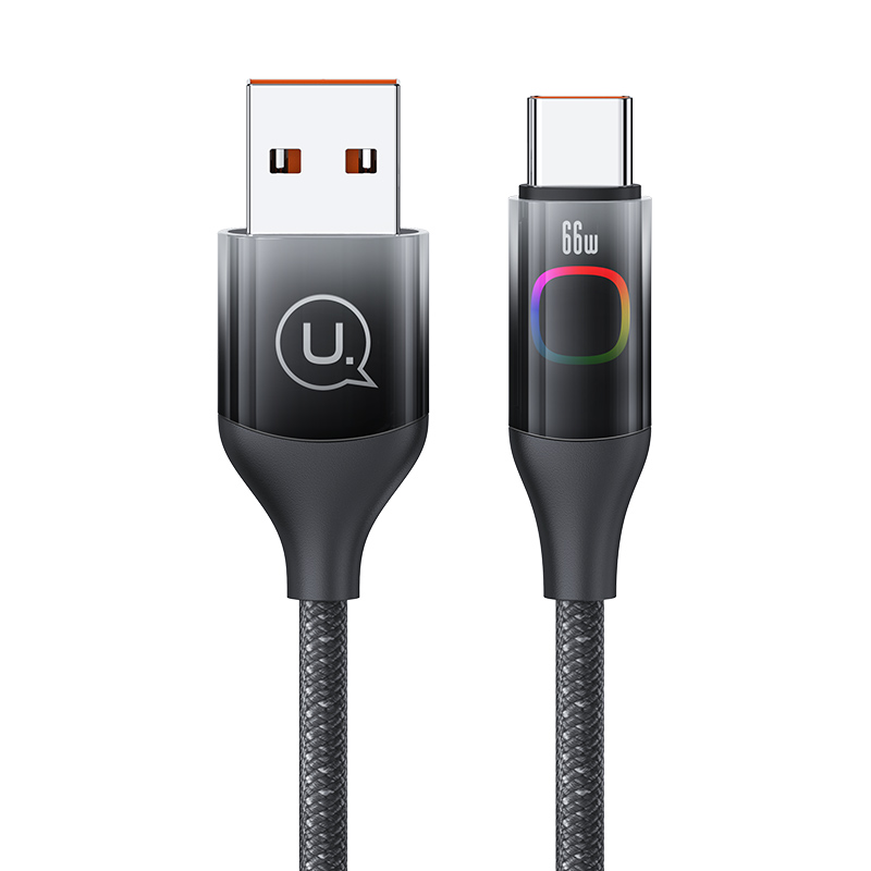 კაბელი 1.2მ USB to Type-C US-SJ636 განათებით (სწრაფი დატენვისთვის) 