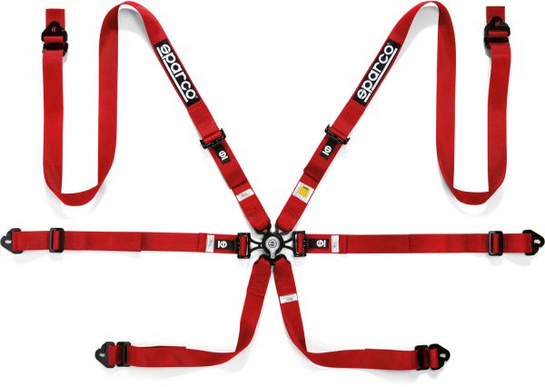 Sparco 6 Point Belt (2 inch, Red) 